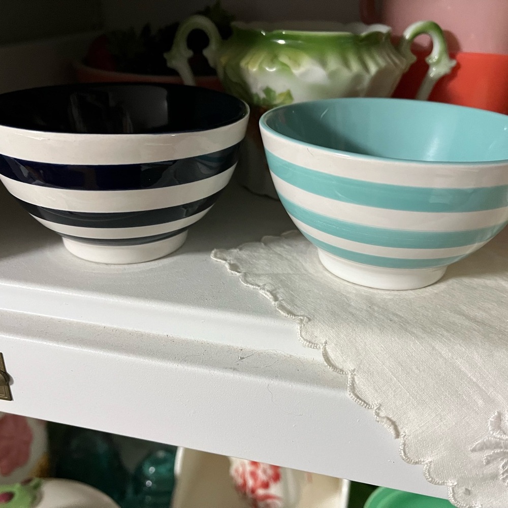 Set of 4 Colorful Striped Ceramic mini condiments Bowls Set - Picture 4 of 4